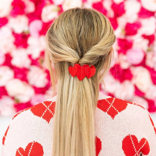 Red Heart to Heart Tiny Flat Hair Clip