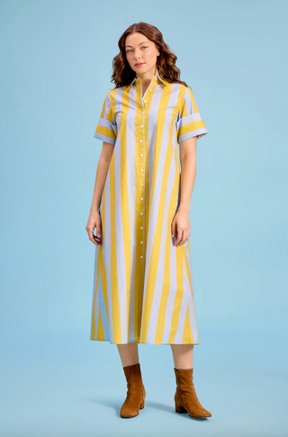 Gibbons Dress in Brimstone Stripe