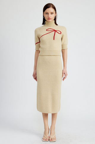 Merrill Ribbed Midi Skirt in Natural