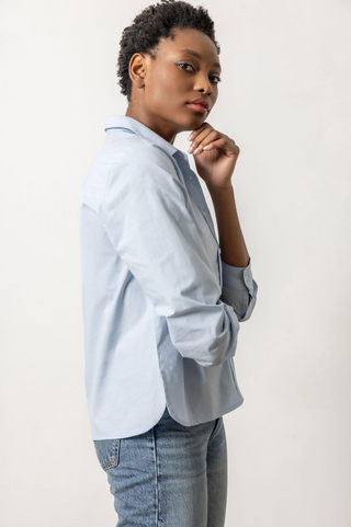 Easy Poplin Button Down in Glass