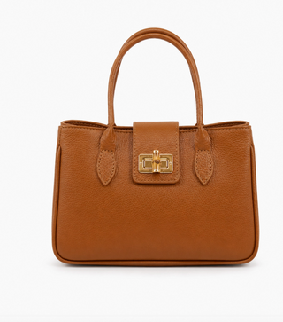 Classic Italian Leather Satchel in Camel