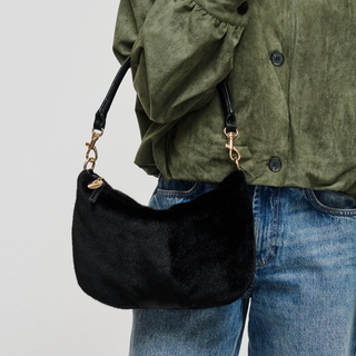 Jordan in Black Faux Fur Crossbody