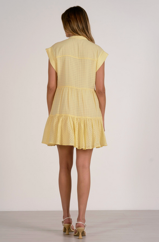 Capped Sleeve Mini Dress in Yellow