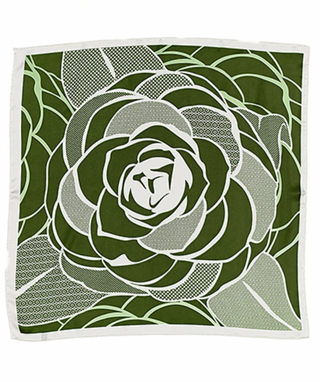 Floral Print Silky Bandana in Green