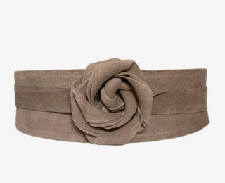 Wrap Belt in Taupe Suede