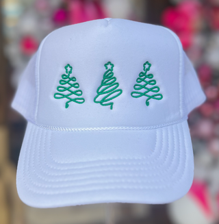 Christmas Tree Trucker Hat in White