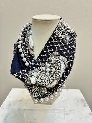 Charlotte Scarf Necklace Navy