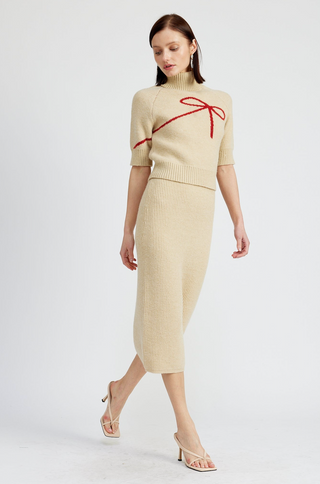 Merrill Ribbed Midi Skirt in Natural