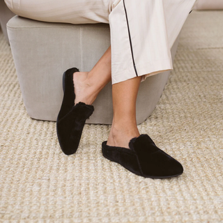 Maya Backless Loafer in Black Velvet
