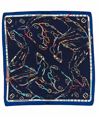 Chain Belt Print Silky Bandana in Navy
