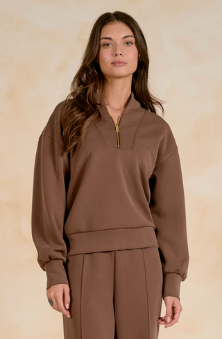3/4 Zip Pullover in Light Brown