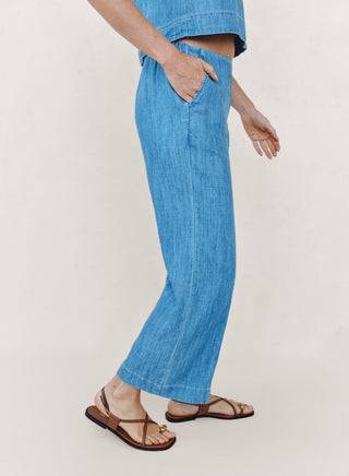 Clean Waist Denim Pant in Island Wash