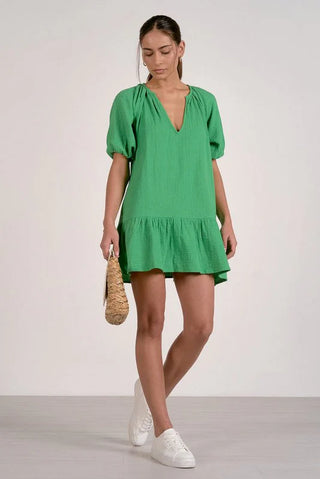 V-Neck Mini Dress in Green
