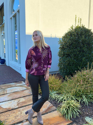 Elsa Blouse in Wine Floral