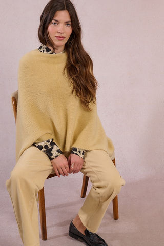 Ladies Knitted Poncho in Beige
