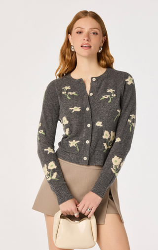 Joy Cardigan in Charcoal Floral