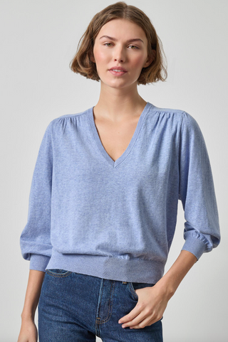 V-Neck Blouson Sweater in Lake
