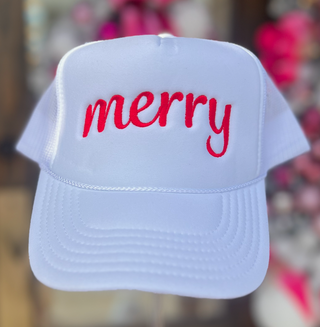 Merry Trucker Hat in White