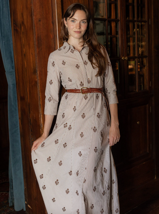Alexa Dress in Brown Stripe