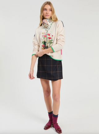 Guitar Embroidered Knitwear in Ecru