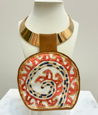 Orijinal Embroidered Kilim Pendant Necklace Cream/Terra