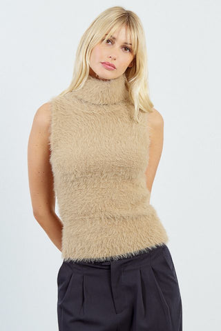 YL Knitted Sleeveless Sweater in Beige