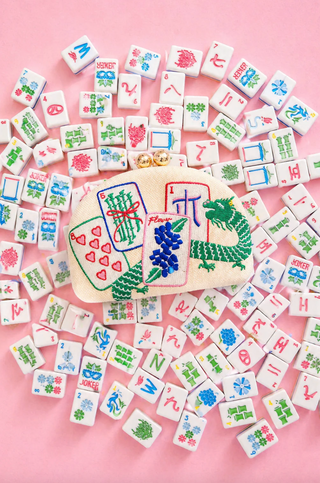Embroidered Mahjong Clutch