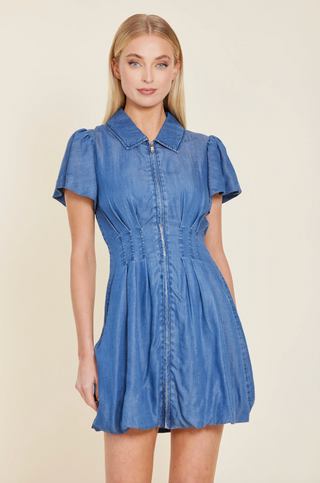 Denim Zip Bubble Dress