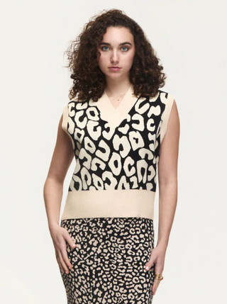 Bozoma Vest in Black/Ecru