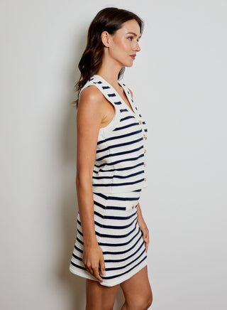 Welt Pocket Striped Skirt in Canvas Combo