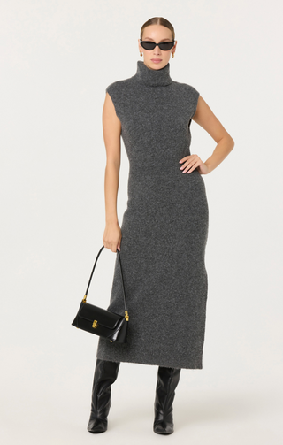 Turtleneck Maxi Sweater Dress in Gray