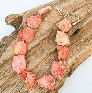 Jasper Gemstone Slab Necklace in Orange