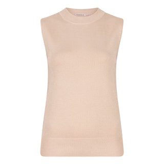 Sleeveless Ribbed Sweater in Light Sand Melange