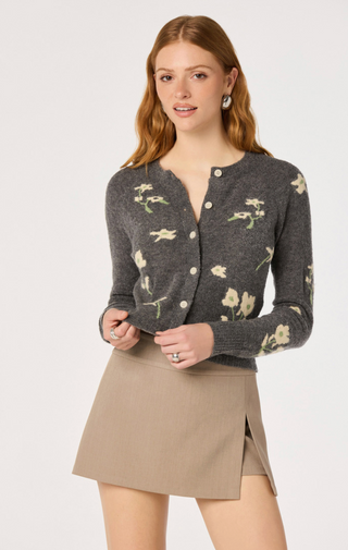 Joy Cardigan in Charcoal Floral