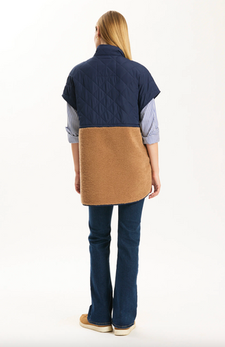 Cassidy Quilted Shearling Vest in Iced Coffee Midnight Navy