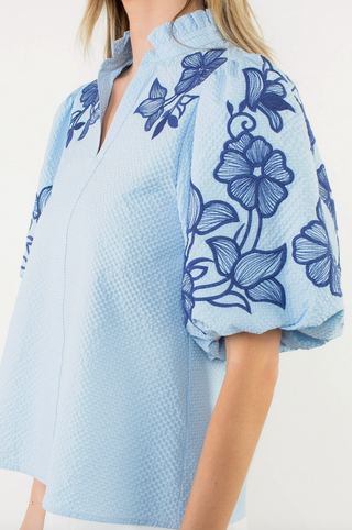 Coastal Embroidered Floral Top