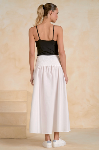 Drop Waist Maxi Skirt in White