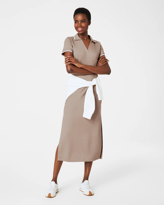 Airpique Polo Midi Dress In Ashwood