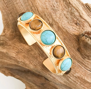 The Gemma Bangle in Turquoise/Tigers Eye