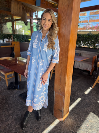 Rhea Midi in Kashmir Blue