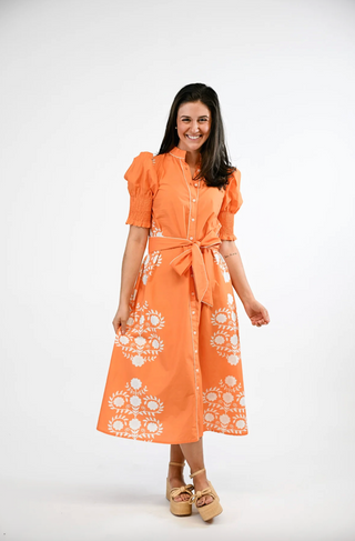 Kiawah Dress in Tangerine