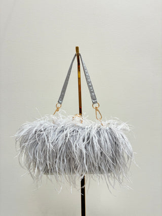 Silver Feathers Evening Clutch