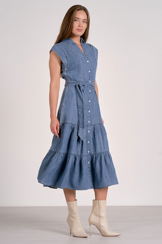 Caroline Midi Dress in Blue Dark Wash