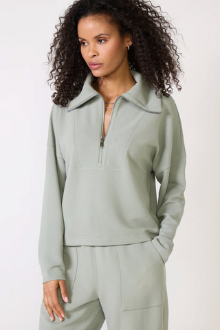 Spanx Airessentials® French Rib Half Zip in Light Sage