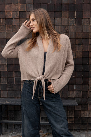 Cocoon Wrap Cardi Chunky Sweater in Dark Cedar
