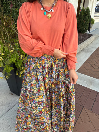 Smocked Cuff Shirred Sleeve in Harvest