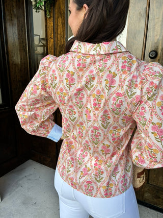 Long Sleeve Floral Pattern Top