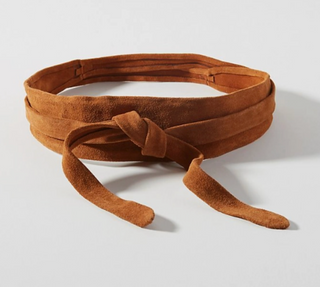 Wrap Belt in Rusty Cognac Suede