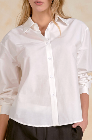 Open Back Button Down in White