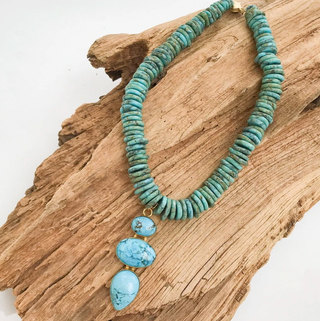 Triple Gemstone Pendant Necklace in Ocean/Turquoise